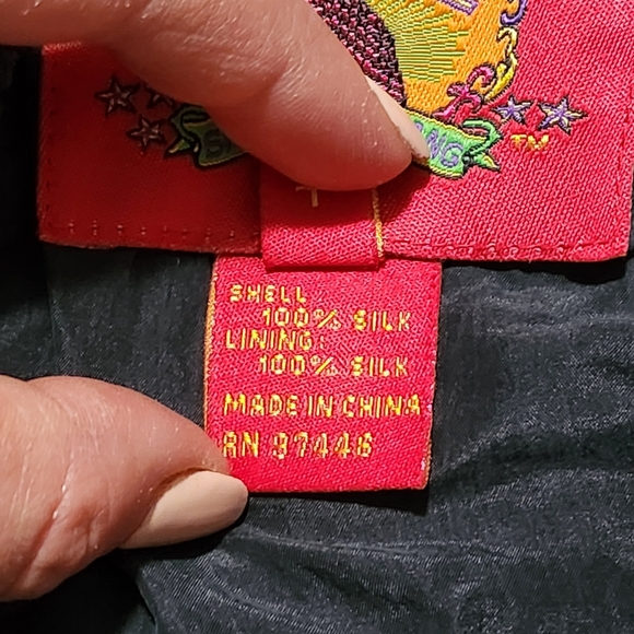 SHANGHAI TANG Mandarin Pure Silk Striped Woven Jacket Frog Button Down Jacket 10 - Picture 7 of 16